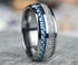 Men's 8mm Tungsten Blue Meteorite Inspired Inlay Comfort-Fit Wedding Band